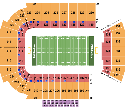 Flagler Credit Union Stadium Shula Bowl Seating Chart
